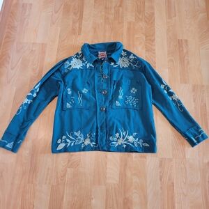 Johnny Was Maree French Terry Embroidered Jacket Size Small